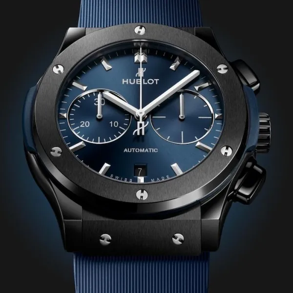 Hublot Classic Fusion Men Automatic Blue Rubber Watch 521.CM.7170.RX