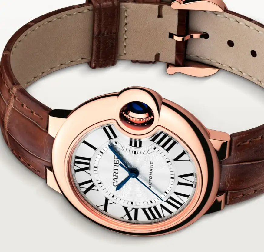 Cartier Ballon Bleu de Cartier Men Automatic Silver 18ct Rose Gold Watch WGBB0035