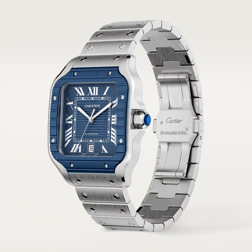 Cartier Santos de Cartier Men Automatic Blue Stainless Steel Watch WSSA0048