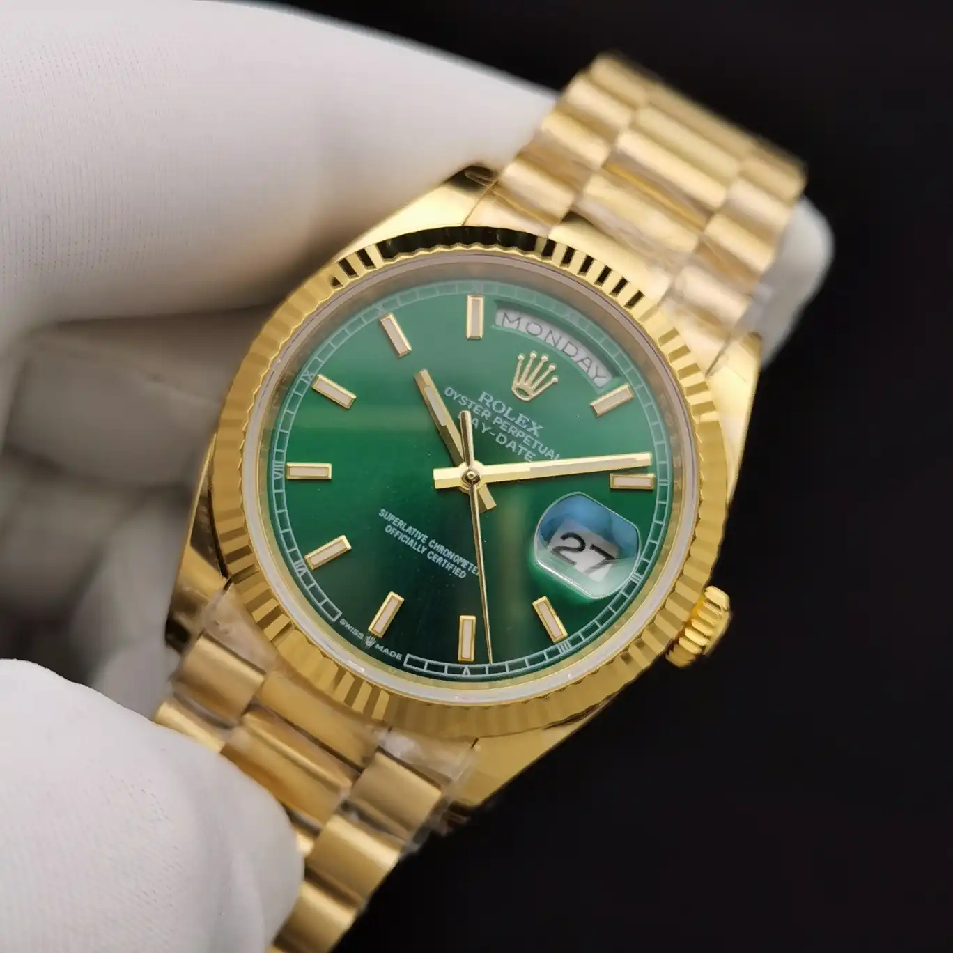 Rolex Day-Date II 36mm Green Dial 128238