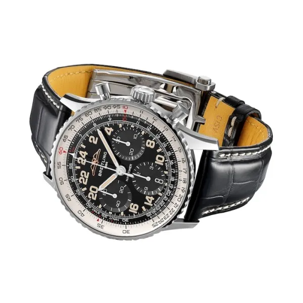 Breitling Navitimer Men Automatic Black Crocodile Watch PB02301A1B1P1