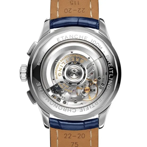 Breitling Premier Men Automatic Blue Crocodile Watch AB0118A61C1P1