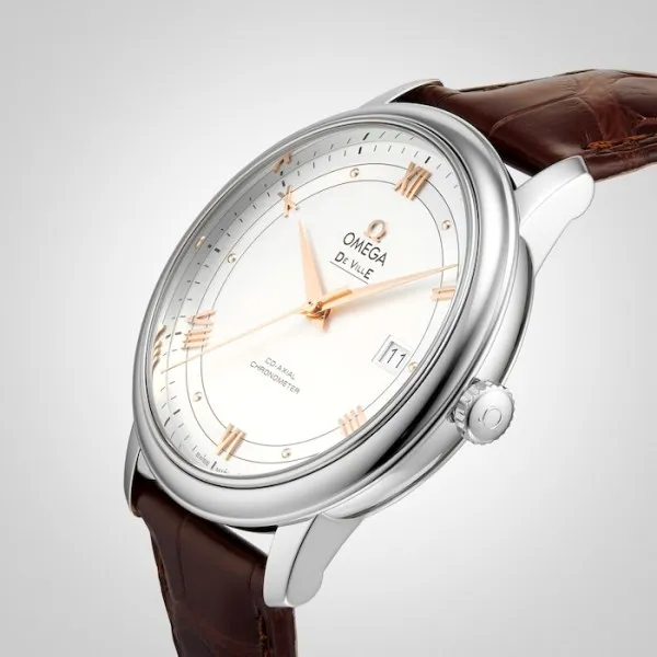 Omega De Ville Men Automatic Silver Leather Watch O42413402002002