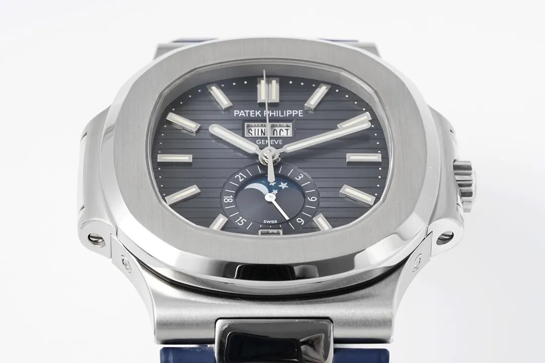 Patek Philippe Blue Nautilus Rubber Strap Watch