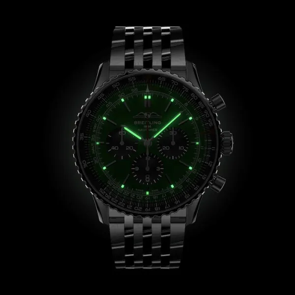 Breitling Navitimer Men Automatic Green Stainless Steel Watch AB0137241L1A1