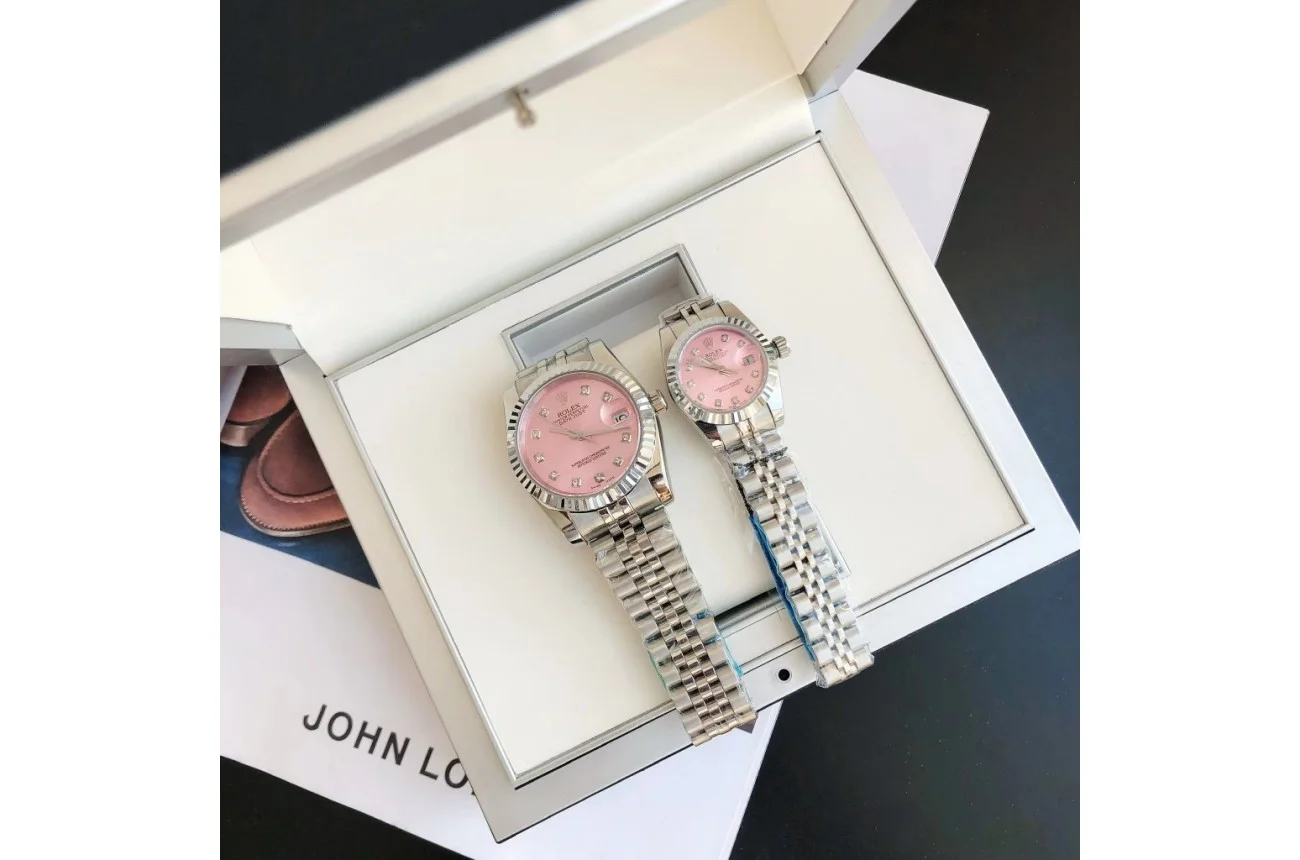 Couple Watches Rolex Datejust 36/28mm SS/SS Jub Pink/Dial