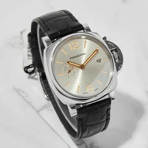 Panerai Luminor Due Men Automatic Ivory Alligator Watch PAM01249