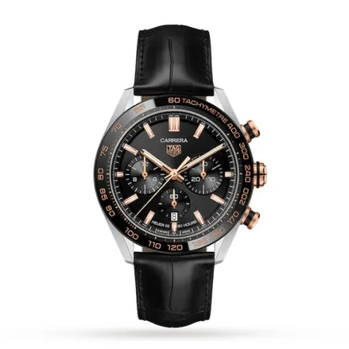 TAG Heuer Carrera Men Automatic Black Alligator Watch CBN2A5A.FC6481