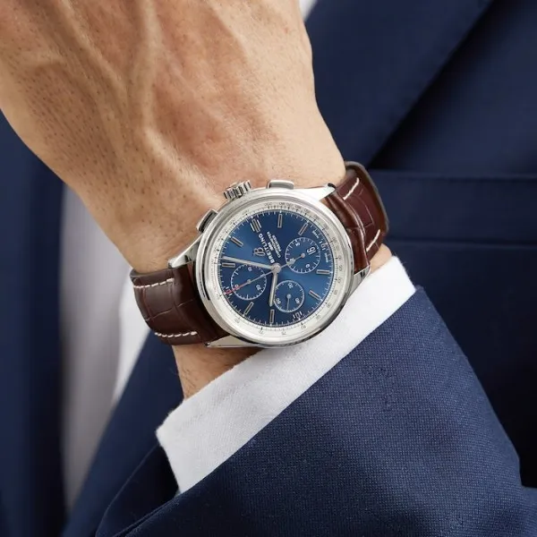 Breitling Premier Men Automatic Blue Crocodile Watch A13315351C1P1