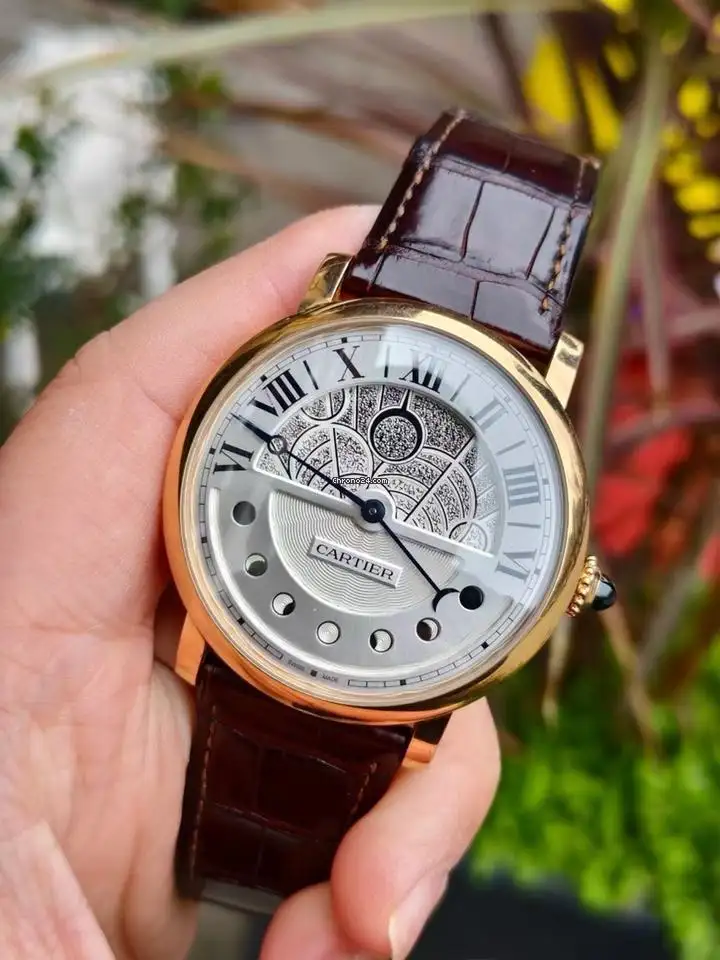 Cartier Ronde de Cartier Men Automatic Silver Leather Watch W1556243