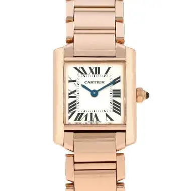 Cartier Tank Française Women Quartz Silver 18ct Rose Gold Watch WGTA0029
