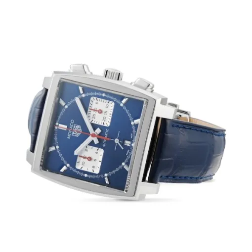 TAG Heuer Monaco Men Automatic Blue Leather Watch CBL2111.FC6453