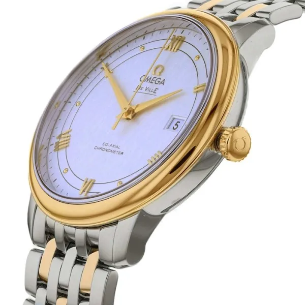 Omega De Ville Men Automatic Mother of Pearl Stainless Steel   18ct Yellow Gold Watch O42420402002001