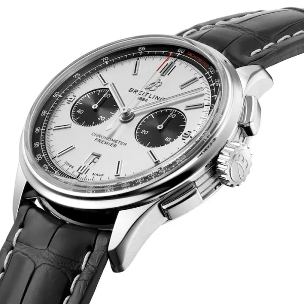 Breitling Premier Men Automatic Black Crocodile Watch AB0118221G1P1