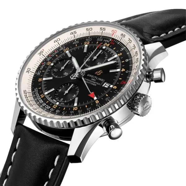 Breitling Navitimer Men Automatic Black Leather Watch A24322121B2X1