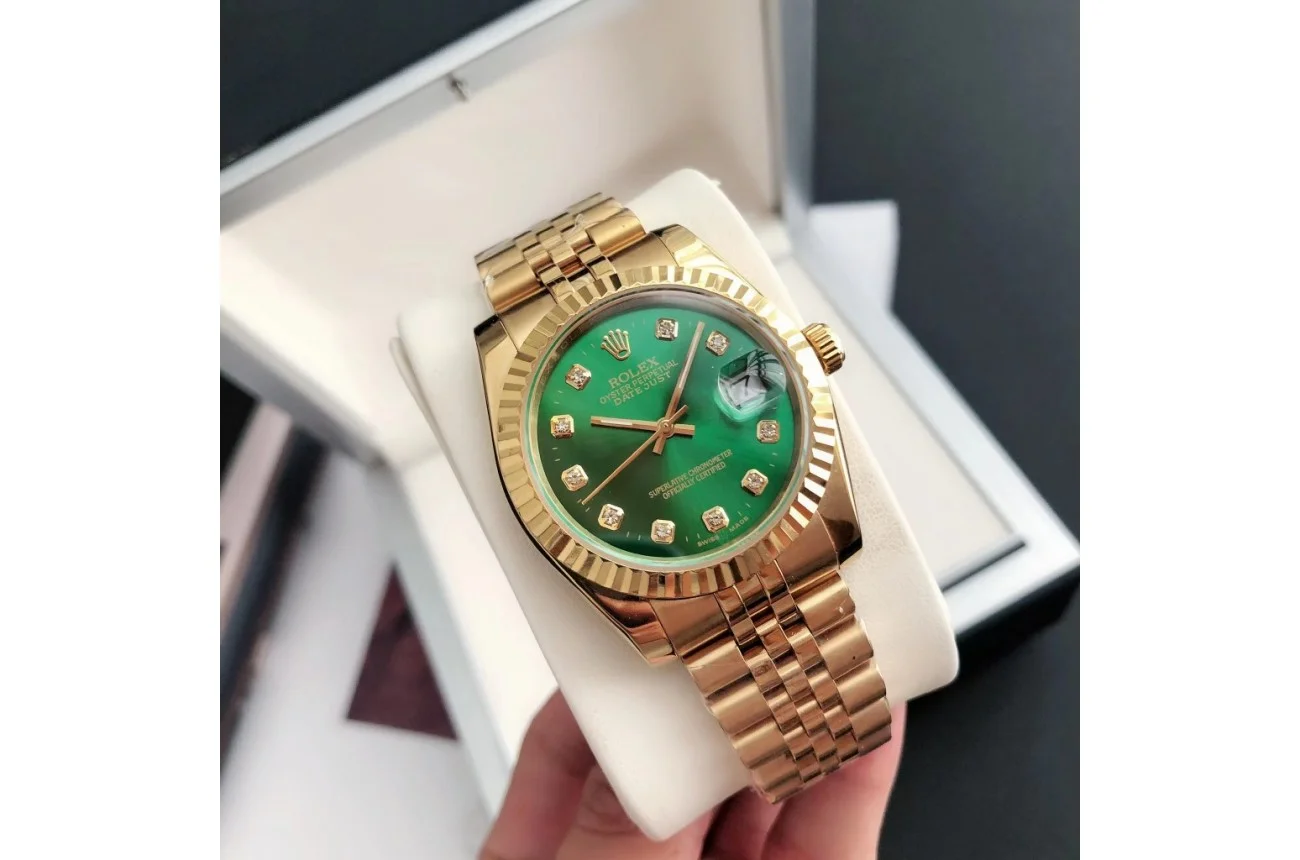 Couple Watches Rolex Datejust 36/28mm RG/RG Jub Green/Dial