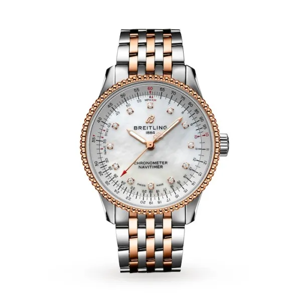 Breitling Navitimer Women Automatic Mother of Pearl Stainless Steel   Rose Gold Watch U17395211A1U1