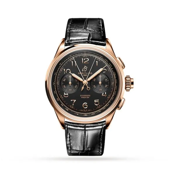 Breitling Premier Men Black Alligator Watch RB1510251B1P1