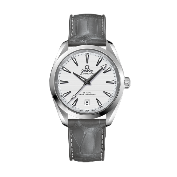 Omega Aquaterra Men Automatic Silver Alligator Watch O22013382002001