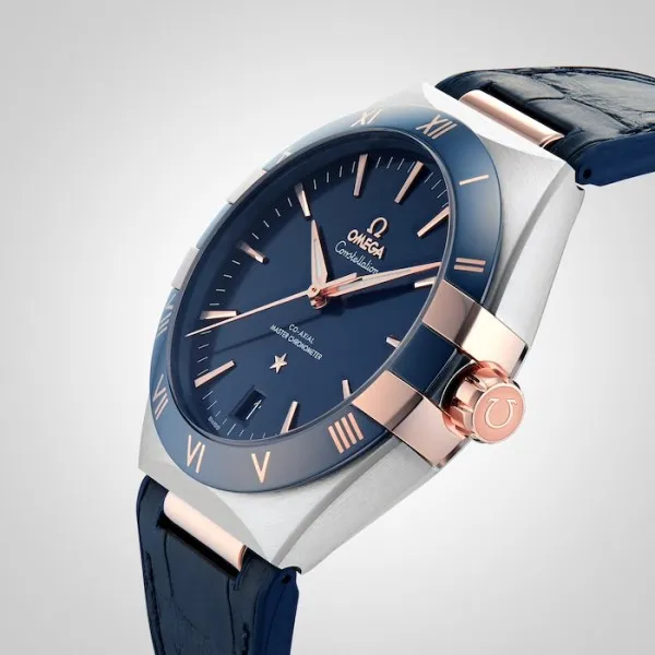 Omega Constellation Men Automatic Blue Leather Watch O13123412103001