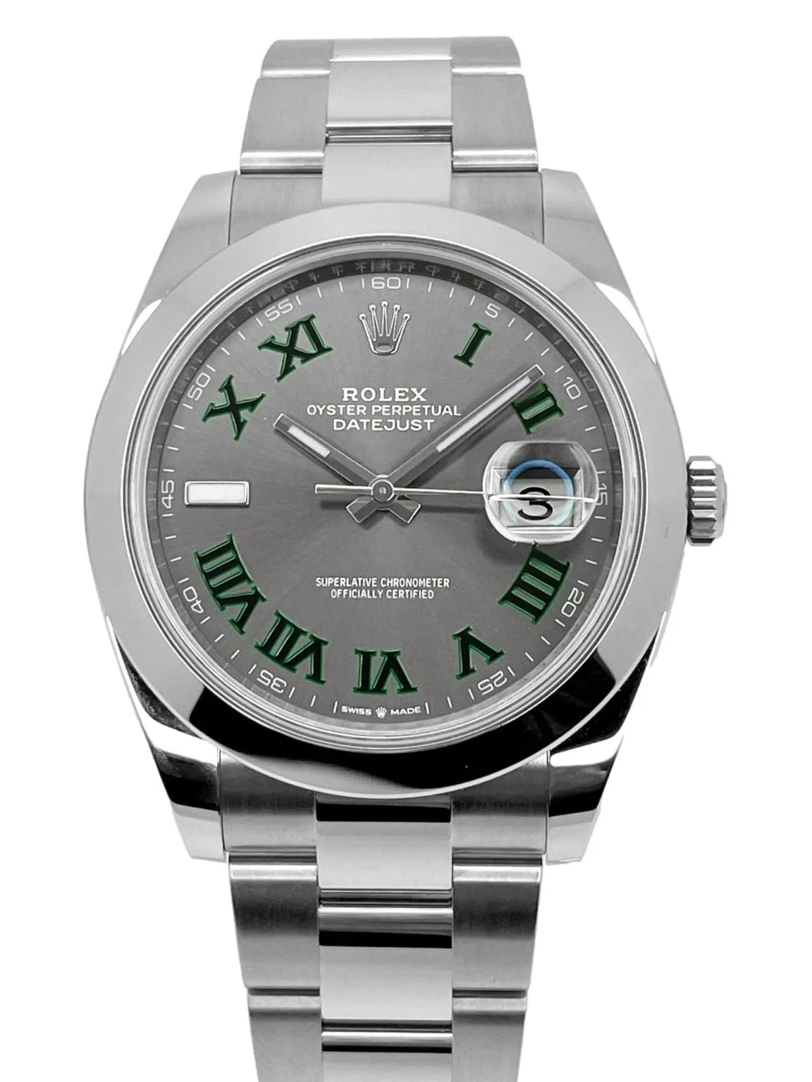 Superclone Rolex Datejust 41mm Rhodium Dial 126300 Wimbledon Oyster