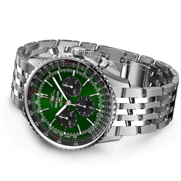 Breitling Navitimer Men Automatic Green Stainless Steel Watch AB0137241L1A1