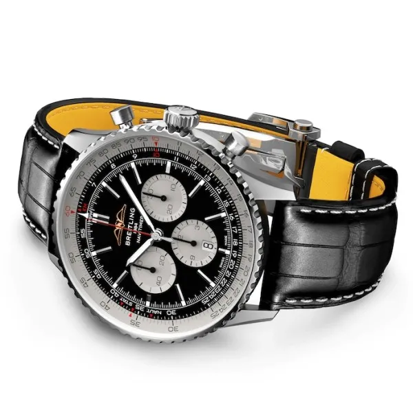 Breitling Navitimer Men Automatic Black Alligator Watch AB0137211B1P1