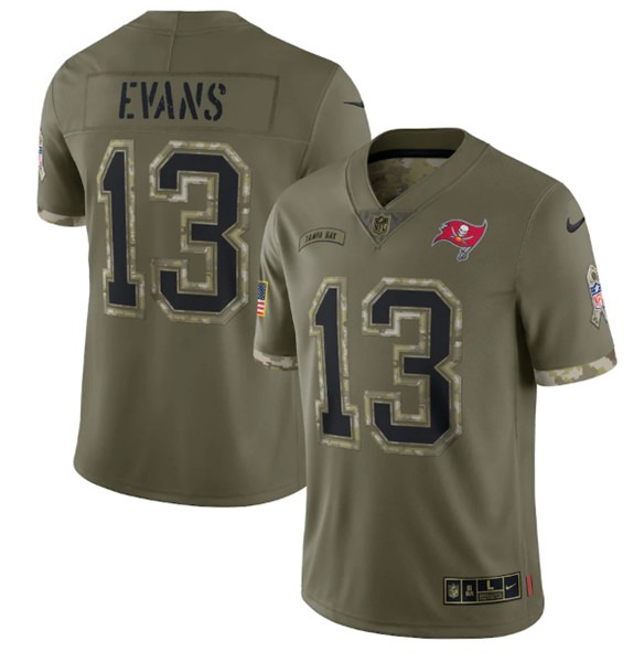 Men's Tampa Bay Buccaneers #13 Mike Evans 2022 Olive Salute To Service Limited Stitched Jersey - Jersey