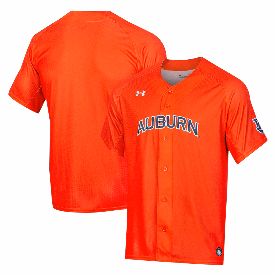 Men's Under Armour Orange Auburn Tigers Replica Full-Button Baseball Jersey - Jersey