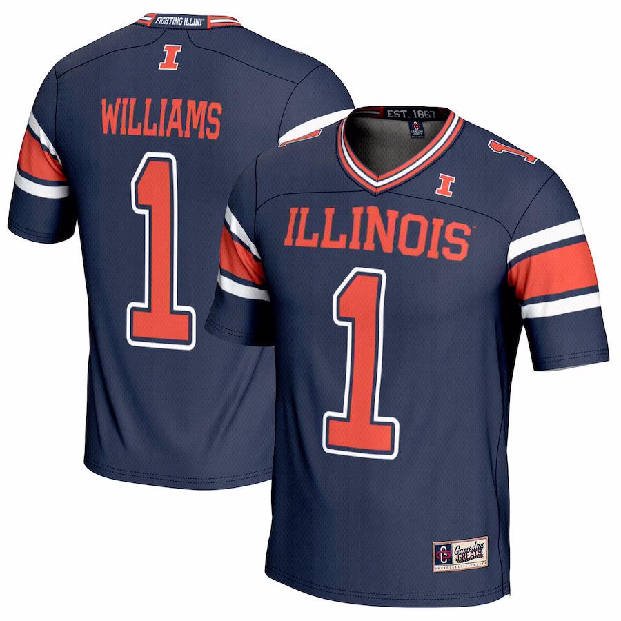 Isaiah Williams Illinois Fighting Illini GameDay Greats Youth NIL Player Football Jersey - Navy - Jersey