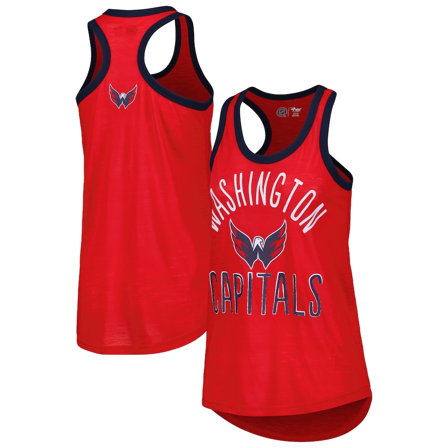 Women's Washington Capitals G-III 4Her by Carl Banks Red First Base Racerback Scoop Neck Tank Top - Jersey