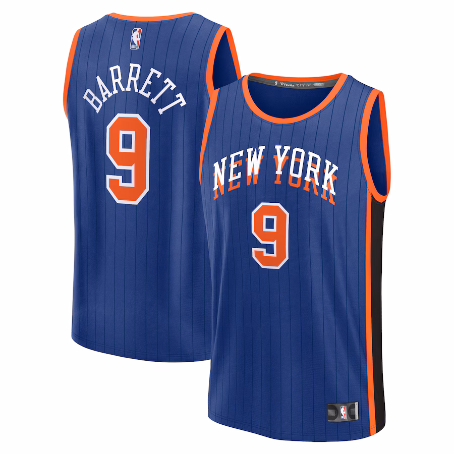 Men's New York Knicks RJ Barrett Fanatics Blue Fast Break Jersey - City Edition - Jersey
