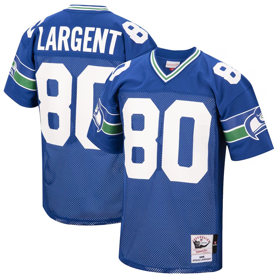 Men's Seattle Seahawks 1985 Steve Largent Mitchell & Ness Royal Authentic Throwback Retired Player Jersey - Jersey