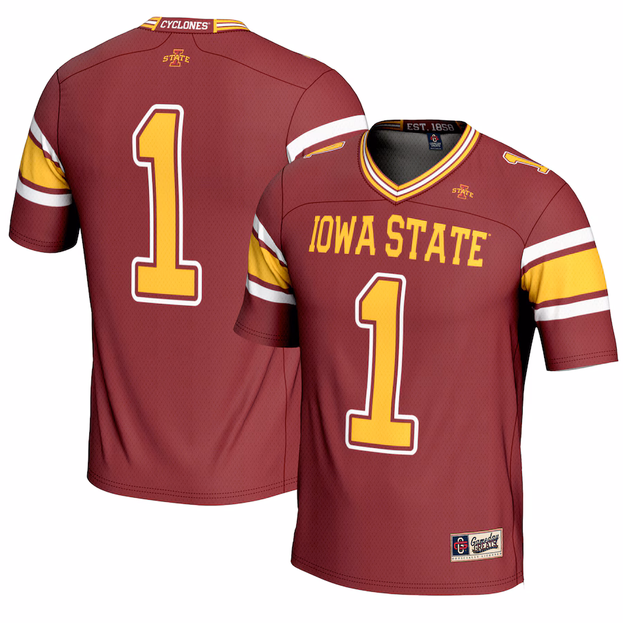 Men's GameDay Greats #1 Cardinal Iowa State Cyclones Endzone Football Jersey - Jersey