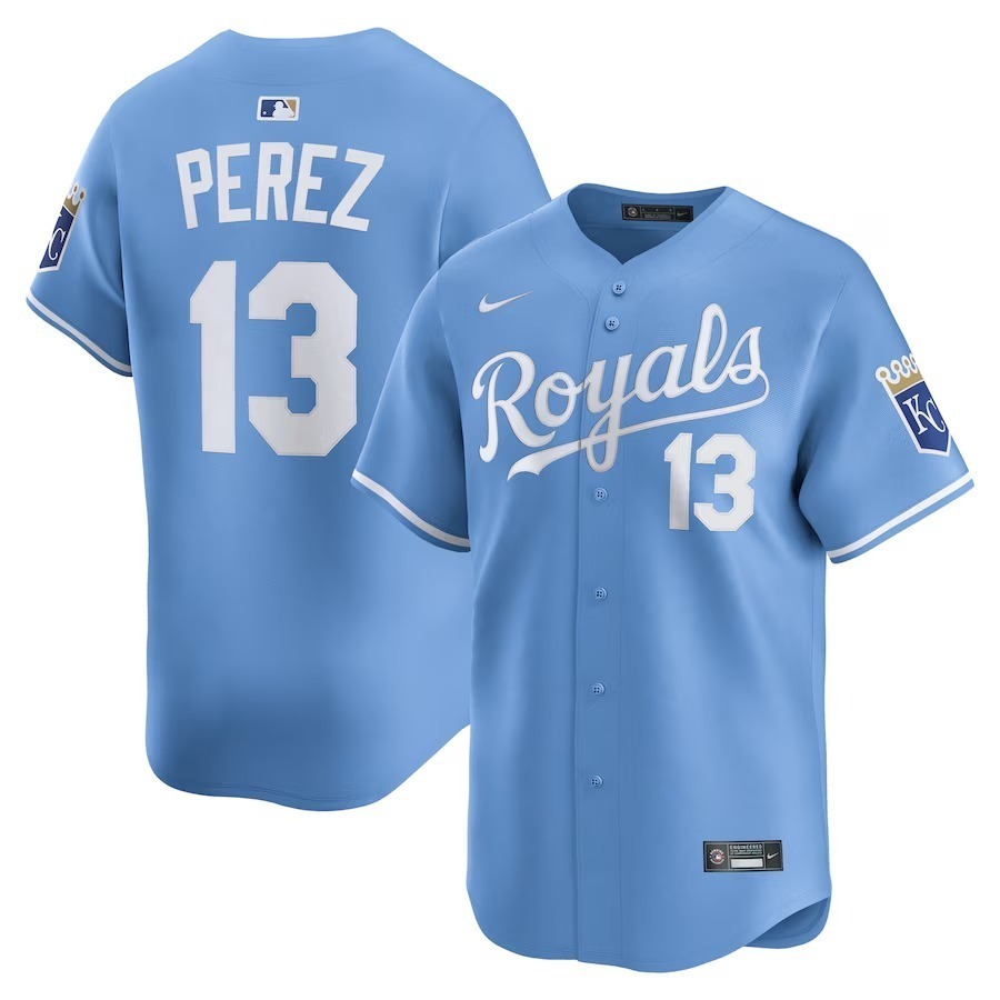Men's Kansas City Royals Salvador Perez Nike Light Blue Alternate Limited Player Jersey - Jersey