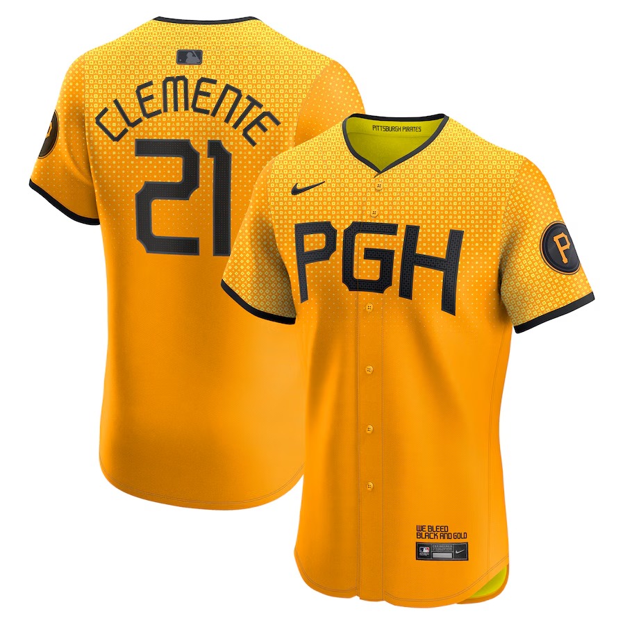 Men's Pittsburgh Pirates Roberto Clemente Nike Gold City Connect Elite Player Jersey - Jersey