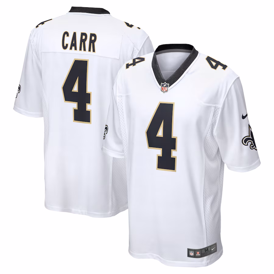 Men's New Orleans Saints Derek Carr Nike White Game Player Jersey - Jersey
