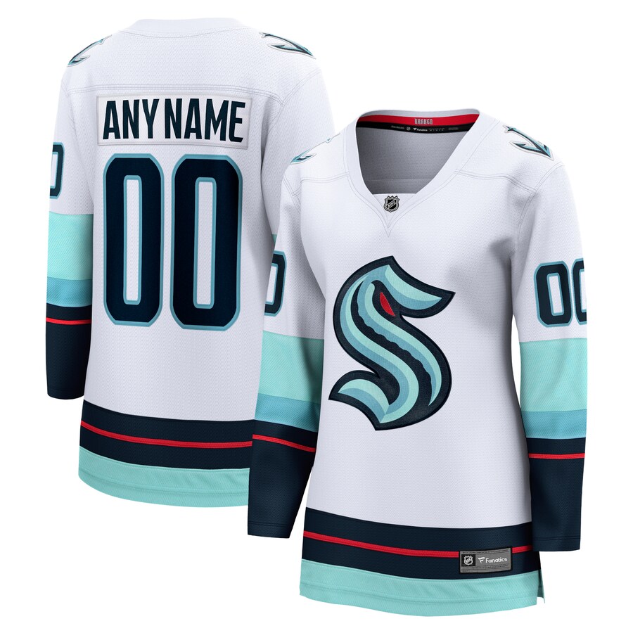 Women's Seattle Kraken Fanatics Branded White Away Breakaway Custom Jersey - Jersey