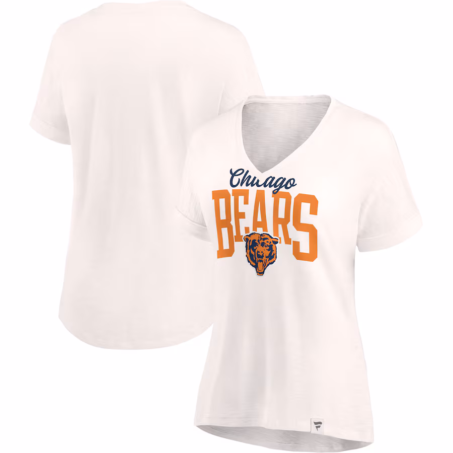 Women's Chicago Bears Fanatics Oatmeal Motivating Force Lightweight V-Neck T-Shirt - Jersey