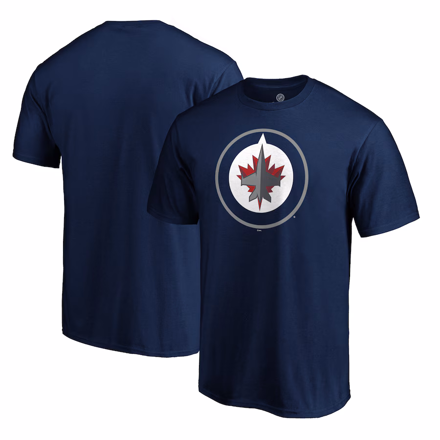 Men's Winnipeg Jets Navy Primary Logo Short Sleeve T-Shirt - Jersey