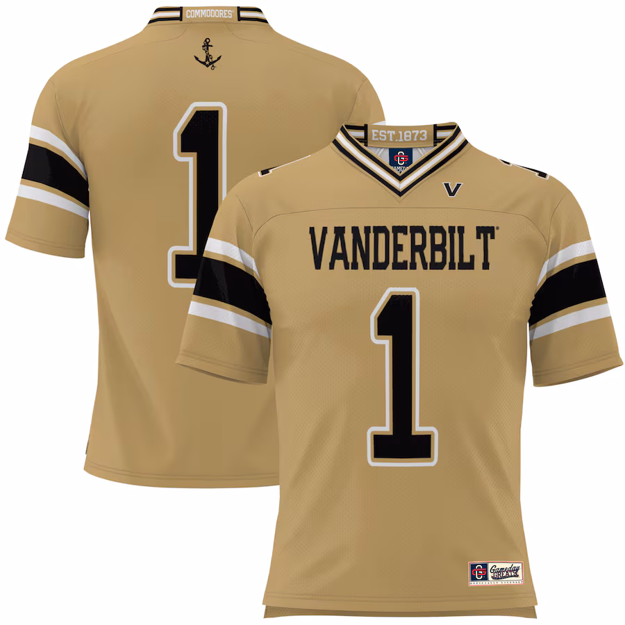 Men's GameDay Greats #1 Gold Vanderbilt Commodores Football Jersey - Jersey