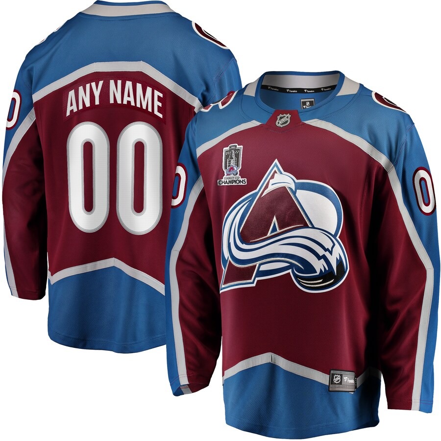 Men's Colorado Avalanche Fanatics Branded Burgundy 2022 Stanley Cup Champions Breakaway Home Custom Jersey - Jersey