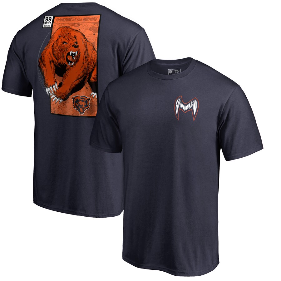 Men's Chicago Bears Navy Midway Monster T-Shirt - Jersey