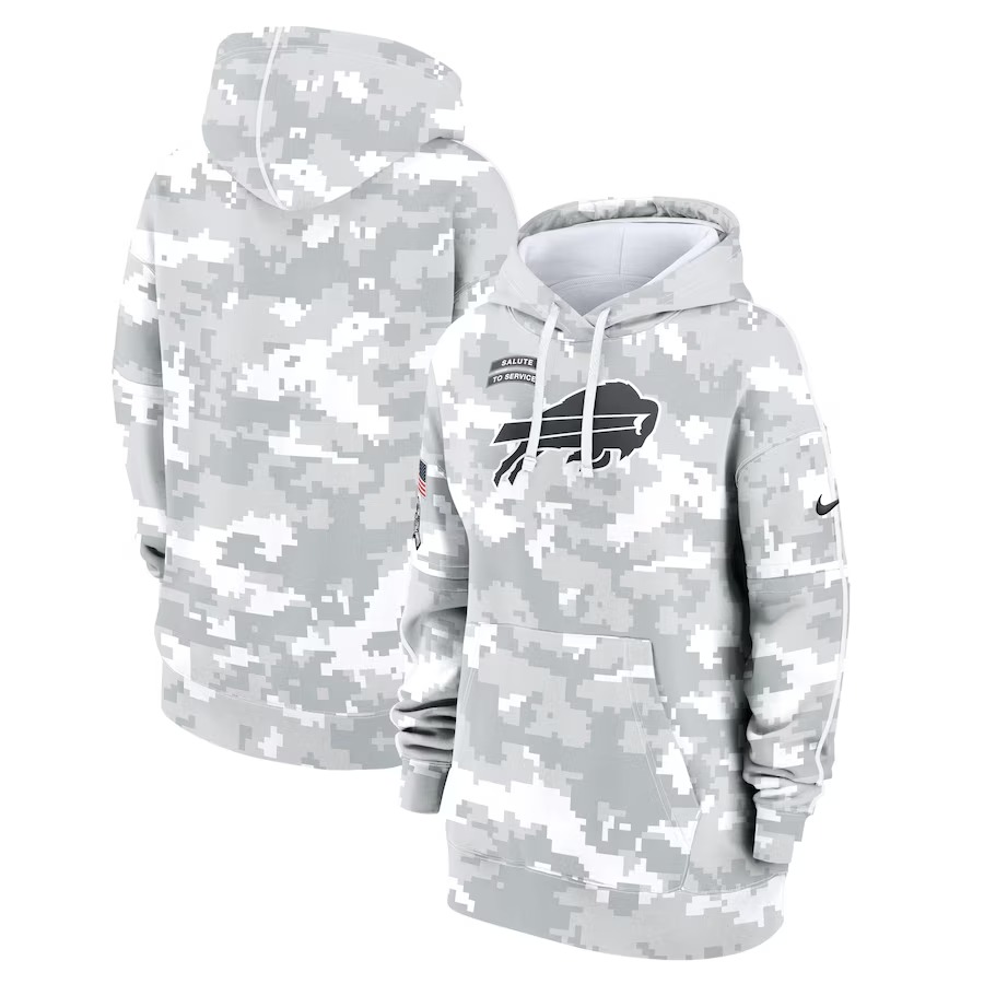 Women's Buffalo Bills Nike Arctic Camo 2024 Salute To Service Club Fleece Pullover Hoodie - Jersey