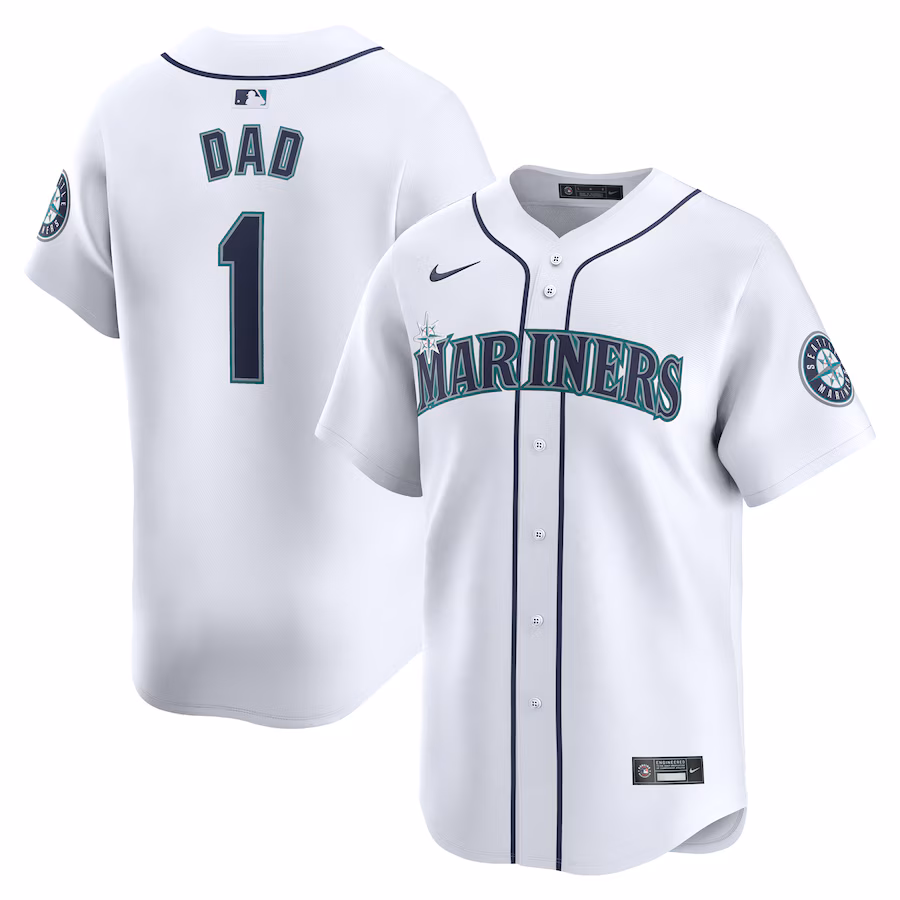 Men's Seattle Mariners Nike White #1 Dad Home Limited Jersey - Jersey