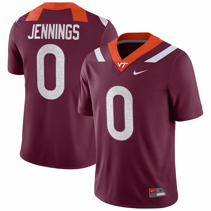 Ali Jennings Virginia Tech Hokies Nike NIL Football Game Jersey - Maroon - Jersey