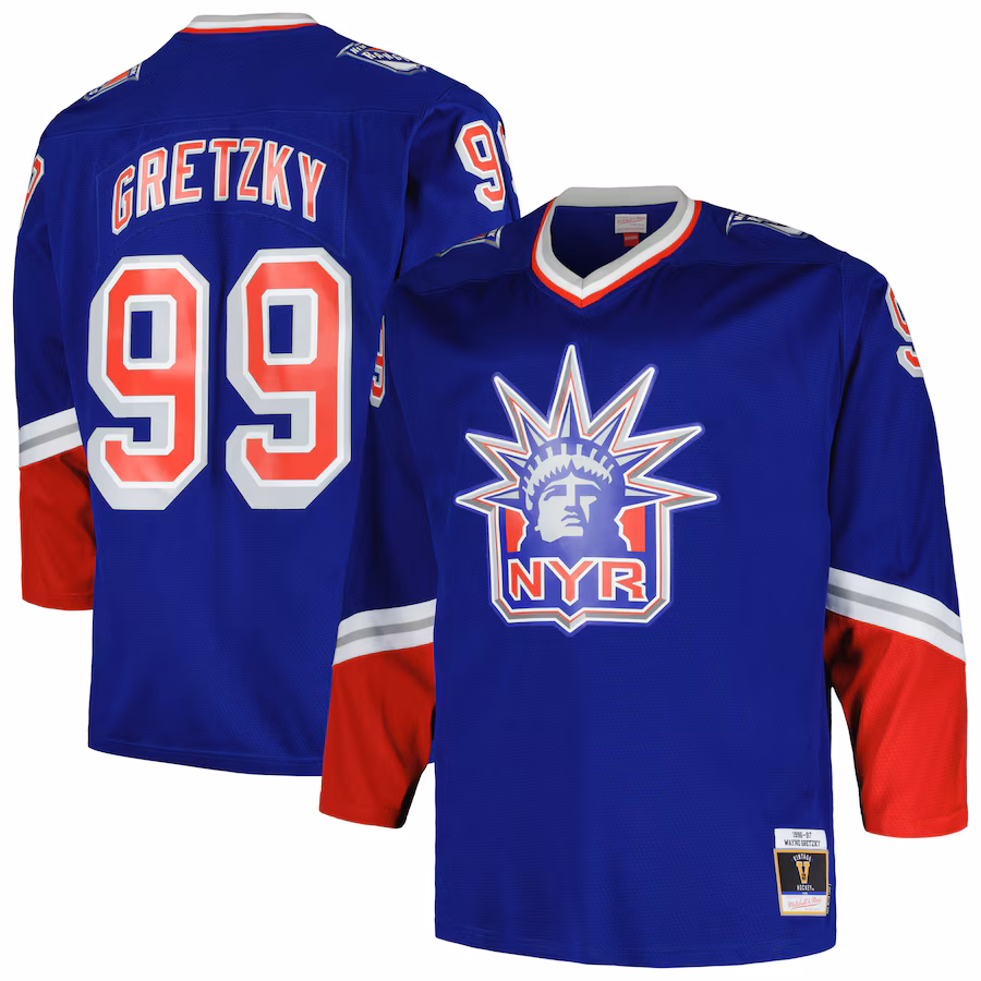 Men's New York Rangers Wayne Gretzky Mitchell & Ness Blue Big & Tall Blue Line Player Jersey - Jersey