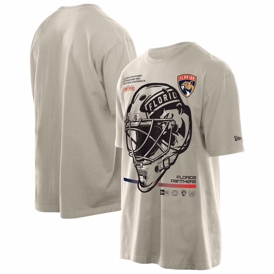 Men's Florida Panthers New Era Cream Goalie Mask T-Shirt - Jersey