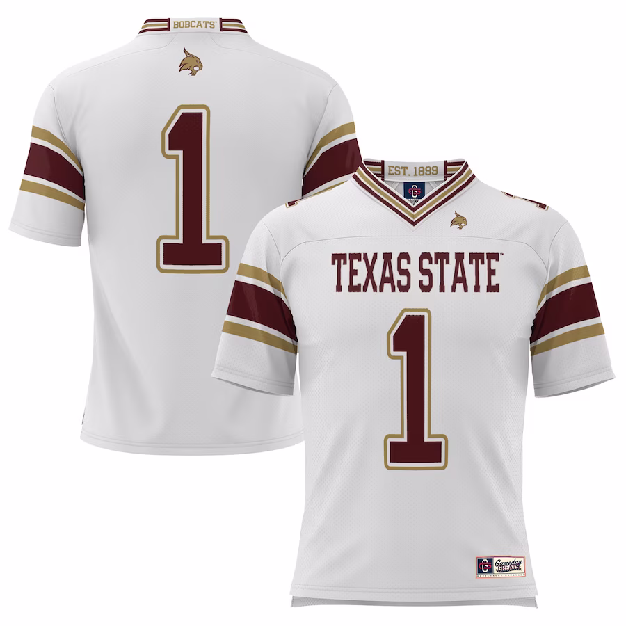 #1 Texas State Bobcats GameDay Greats Endzone Football Jersey - White - Jersey