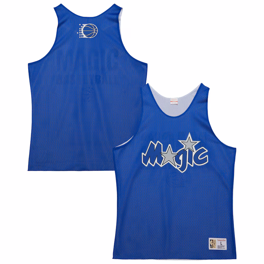 Men's Orlando Magic Mitchell & Ness Blue/White Hardwood Classics Reversible Mesh Practice Jersey - Jersey